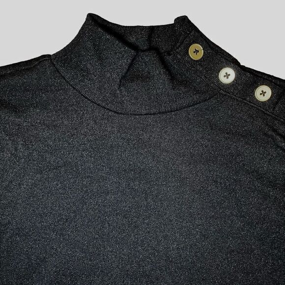 Banana Republic Button Accent Mock Neck Sweater in Dark Black Women’s XSP - Picture 2 of 6